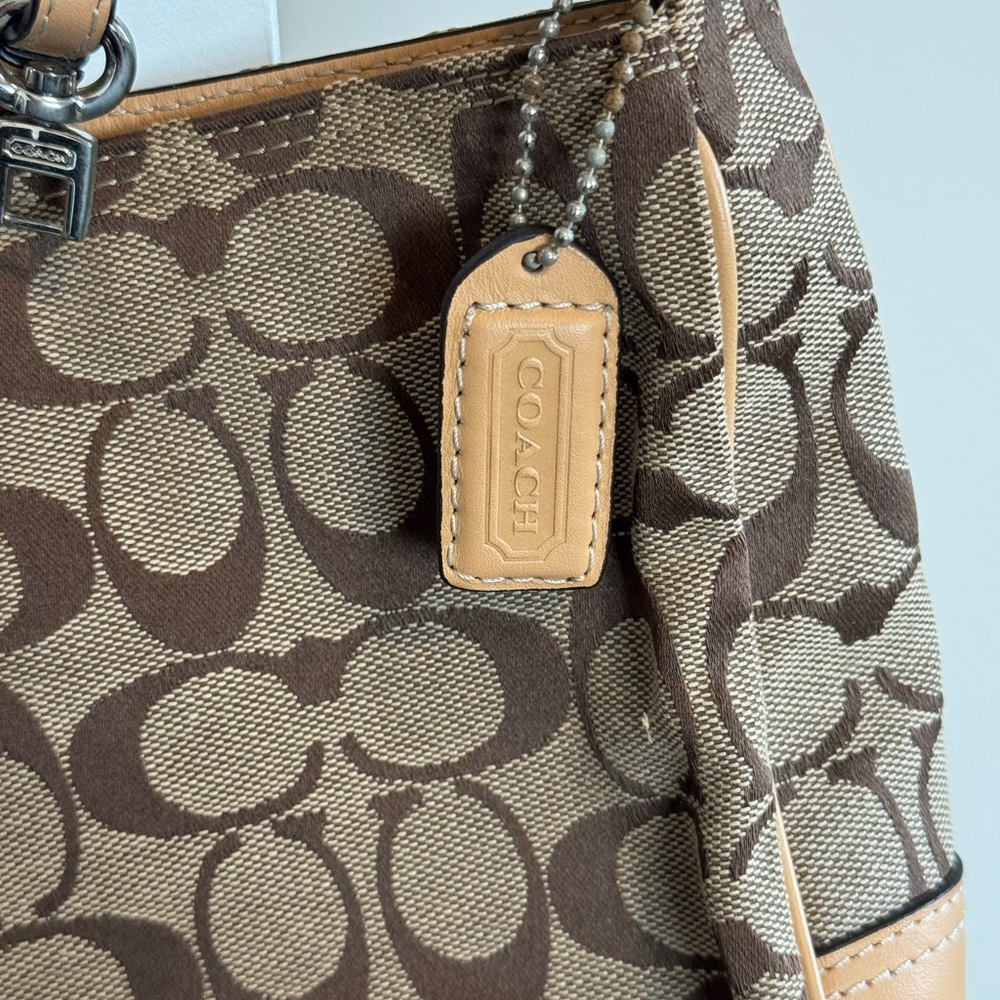 Coach Tan and Brown Signature Shoulder Bag - Picture 3 of 6